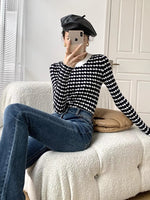 Load image into Gallery viewer, Wavy Long Sleeved Top- Navy