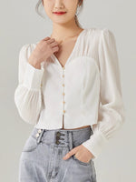 Load image into Gallery viewer, Bustier Duo Tone Blouse in White