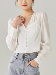 Bustier Duo Tone Blouse in White
