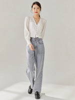 Load image into Gallery viewer, Bustier Duo Tone Blouse in White