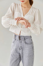 Load image into Gallery viewer, Bustier Duo Tone Blouse in White