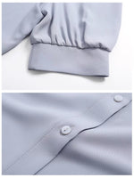 Load image into Gallery viewer, Point Collar Button Blouse in Blue
