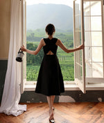 Load image into Gallery viewer, Criss Cross Back Pocket Dress in Black