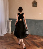 Load image into Gallery viewer, Criss Cross Back Pocket Dress in Black
