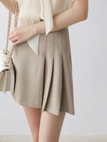 Load image into Gallery viewer, Pleated Flare Mini Skirt in Beige