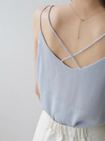 Load image into Gallery viewer, Criss Cross Back Camisole Top in Blue
