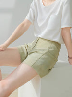 Load image into Gallery viewer, Tailored Relaxed Shorts in Avocado