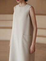 Load image into Gallery viewer, Relaxed Pocket Midi Dress in Beige