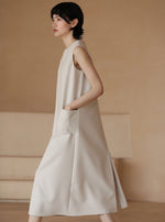 Load image into Gallery viewer, Relaxed Pocket Midi Dress in Beige
