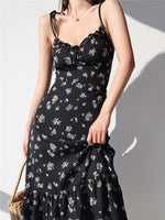 Load image into Gallery viewer, Laurel Floral Tie Strap Dress in Black