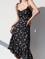 Load image into Gallery viewer, Laurel Floral Tie Strap Dress in Black