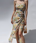 Load image into Gallery viewer, Cayenne Floral Tie Strap Wrap Slit Dress