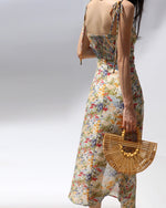 Load image into Gallery viewer, Cayenne Floral Tie Strap Wrap Slit Dress