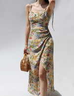 Load image into Gallery viewer, Cayenne Floral Tie Strap Wrap Slit Dress
