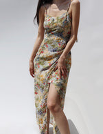 Load image into Gallery viewer, Cayenne Floral Tie Strap Wrap Slit Dress