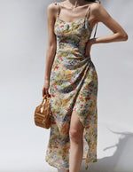 Load image into Gallery viewer, Cayenne Floral Tie Strap Wrap Slit Dress
