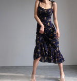Load image into Gallery viewer, Peonie Floral Tie Strap Dress in Navy