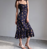 Load image into Gallery viewer, Peonie Floral Tie Strap Dress in Navy