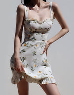 Load image into Gallery viewer, Lemona Floral Tie Strap Mini Dress in White