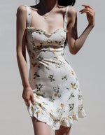 Load image into Gallery viewer, Lemona Floral Tie Strap Mini Dress in White