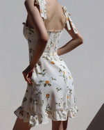 Load image into Gallery viewer, Lemona Floral Tie Strap Mini Dress in White