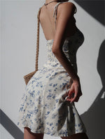 Load image into Gallery viewer, Vanilla Floral Tie Strap Cami Mini Dress in White