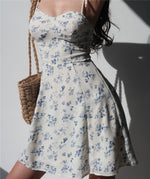 Load image into Gallery viewer, Vanilla Floral Tie Strap Cami Mini Dress in White