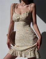 Load image into Gallery viewer, Isla Floral Tie Strap Cami Mini Dress in Yellow