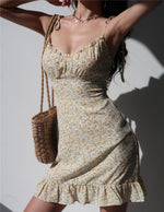 Load image into Gallery viewer, Isla Floral Tie Strap Cami Mini Dress in Yellow