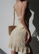 Load image into Gallery viewer, Isla Floral Tie Strap Cami Mini Dress in Yellow