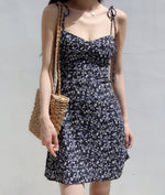 Load image into Gallery viewer, Blossom Floral Tie Strap Cami Mini Dress in Navy