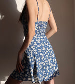Load image into Gallery viewer, Periwinkle Floral Tie Strap Cami Mini Dress in Blue
