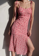 Load image into Gallery viewer, Rubie Floral Tie Strap Slit Dress in Pink