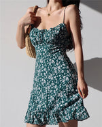 Load image into Gallery viewer, Danica Floral Tie Strap Cami Mini Dress in Green