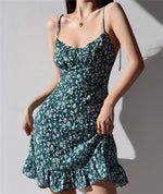 Load image into Gallery viewer, Danica Floral Tie Strap Cami Mini Dress in Green