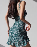 Load image into Gallery viewer, Danica Floral Tie Strap Cami Mini Dress in Green