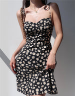 Load image into Gallery viewer, Daisy Floral Tie Strap Cami Mini Dress in Black