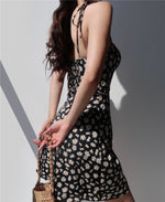 Load image into Gallery viewer, Daisy Floral Tie Strap Cami Mini Dress in Black
