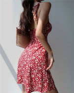 Load image into Gallery viewer, Brie Floral Tie Strap Cami Mini Dress in Red