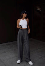 Load image into Gallery viewer, Greyfitti Tailored Wide Leg Trousers in Grey