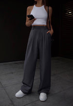 Load image into Gallery viewer, Greyfitti Tailored Wide Leg Trousers in Grey