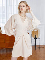 Load image into Gallery viewer, Emery Gathered Shift Dress in Beige