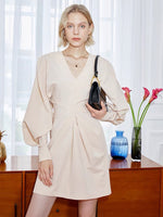 Load image into Gallery viewer, Emery Gathered Shift Dress in Beige