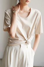 Load image into Gallery viewer, Classic U Neck Tee in Cream