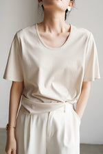 Load image into Gallery viewer, Classic U Neck Tee in Cream