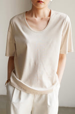 Load image into Gallery viewer, Classic U Neck Tee in Cream