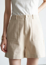 Load image into Gallery viewer, Wide Leg Pocket Denim Shorts in Cream
