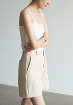 Load image into Gallery viewer, Wide Leg Pocket Denim Shorts in Cream