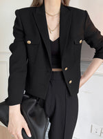 Load image into Gallery viewer, Burro Boxy Cropped Jacket in Black