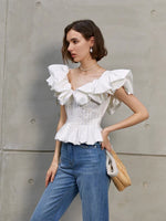 Load image into Gallery viewer, Kiele Ruffle Pleat Top in White